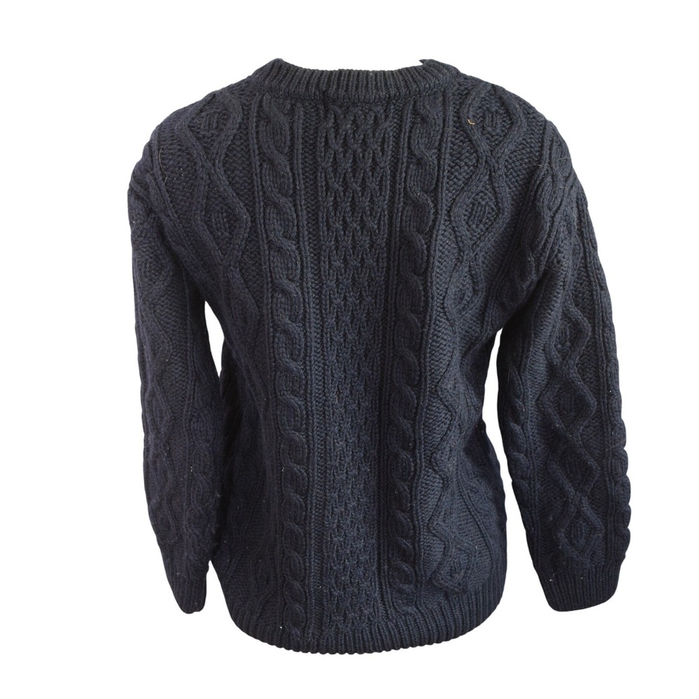 Blarney Aran Originals Sweater Small Navy Blue Cable Knit Merino Wool Mens Irish - Picture 3 of 5